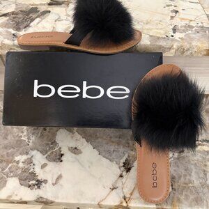 Bebe sandals with a black fuzzy pom pom - Never Worn
